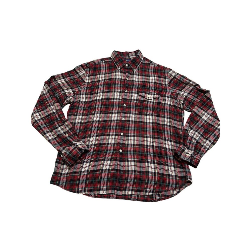 Ralph Lauren Shirt Vintage‎ Mens Large Red Flannel Plaid Long Sleeve #L11-2